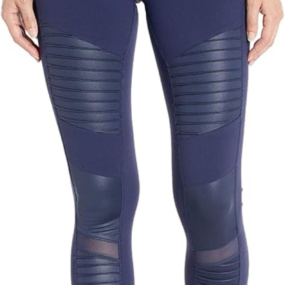 Women's Navy Moto Panel Leggings